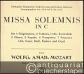 Missa Solemnis in C (KV 337) für 4 Singstimmen, 2 Violinen, Cello, Kontrabaß, 2 Oboen, 2 Fagotte, 2 Trompeten, 3 Posaunen (Alt, Tenor, Baß), Pauken und Orgel (= Denkmäler liturgischer Tonkunst zum praktischen Gebrauch hrsg. v. Alfred Schnerich).